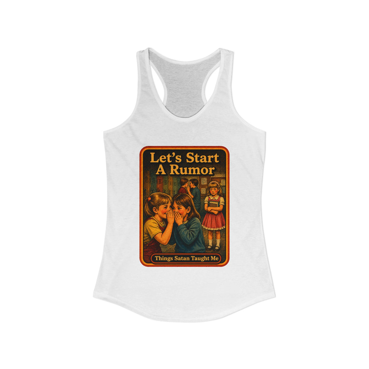 Let's Start A Rumor Racerback Tank in White, view 2