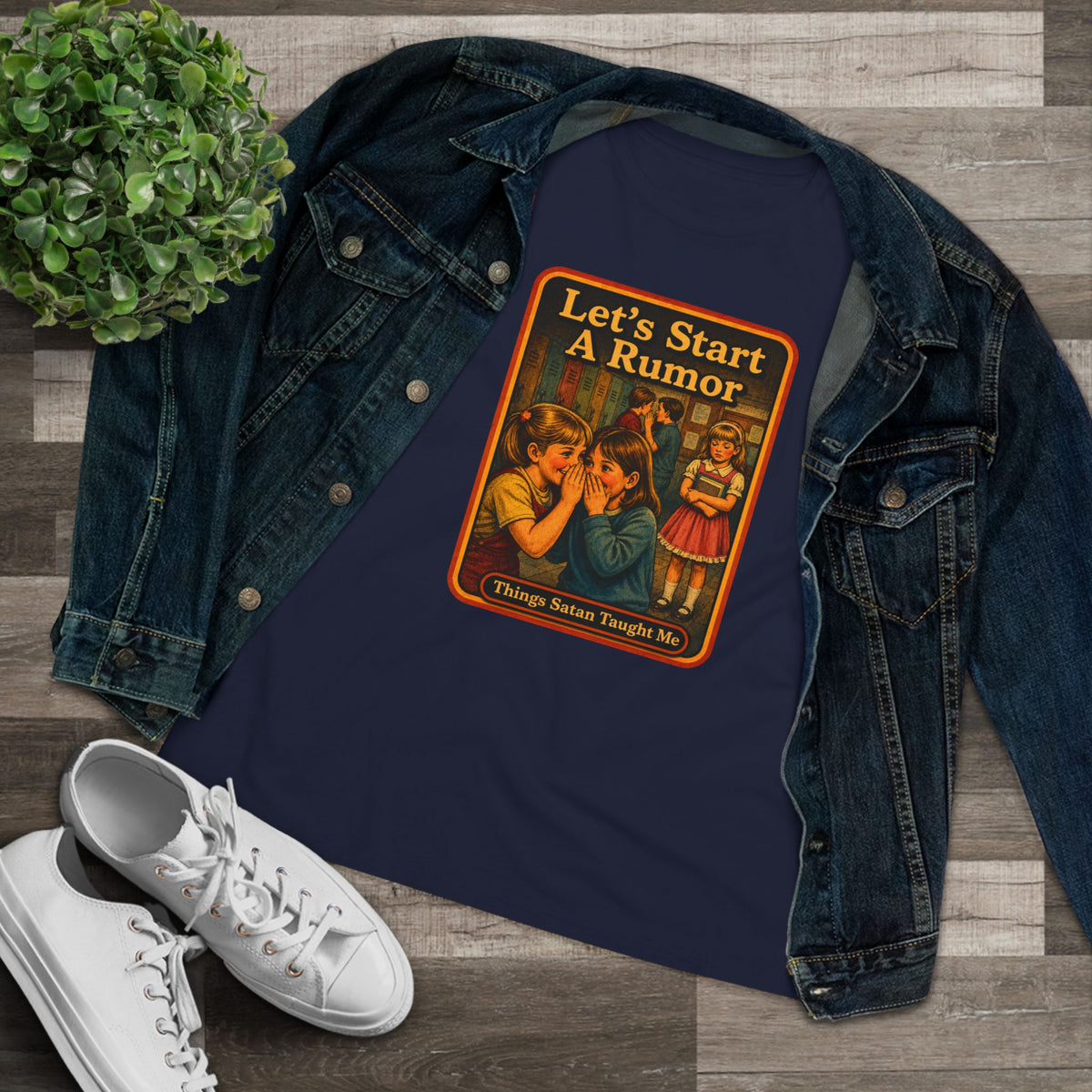 Let's Start A Rumor Women's Tee in Navy, view 3