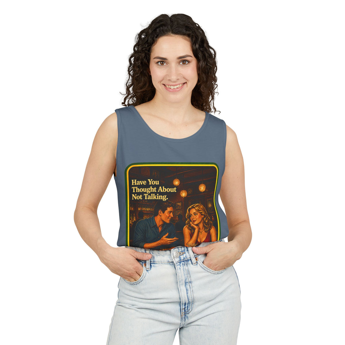 Have You Thought About Not Talking Wife Beater in Blue Jean, view 3