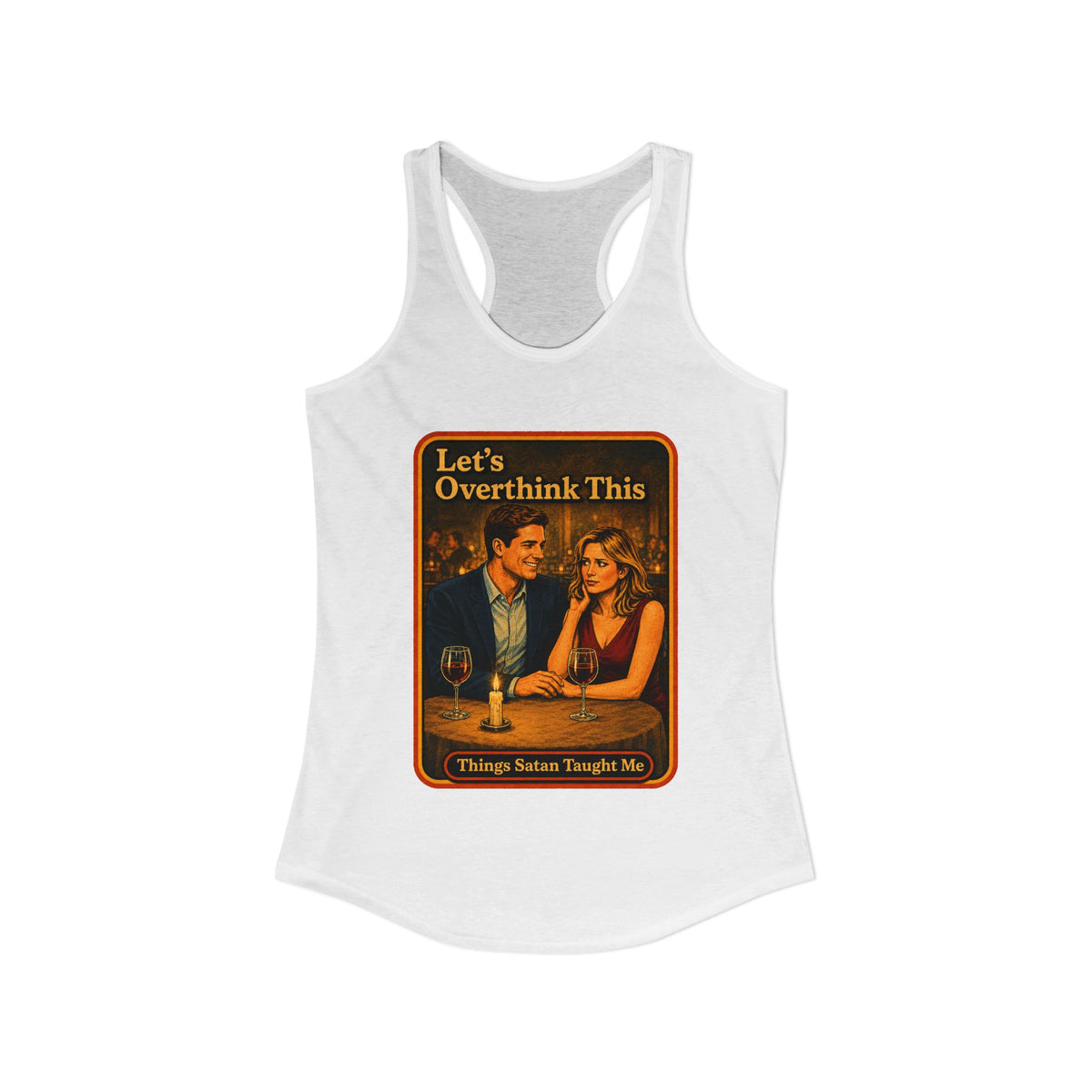 Let's Overthink This Racerback Tank in White, view 2