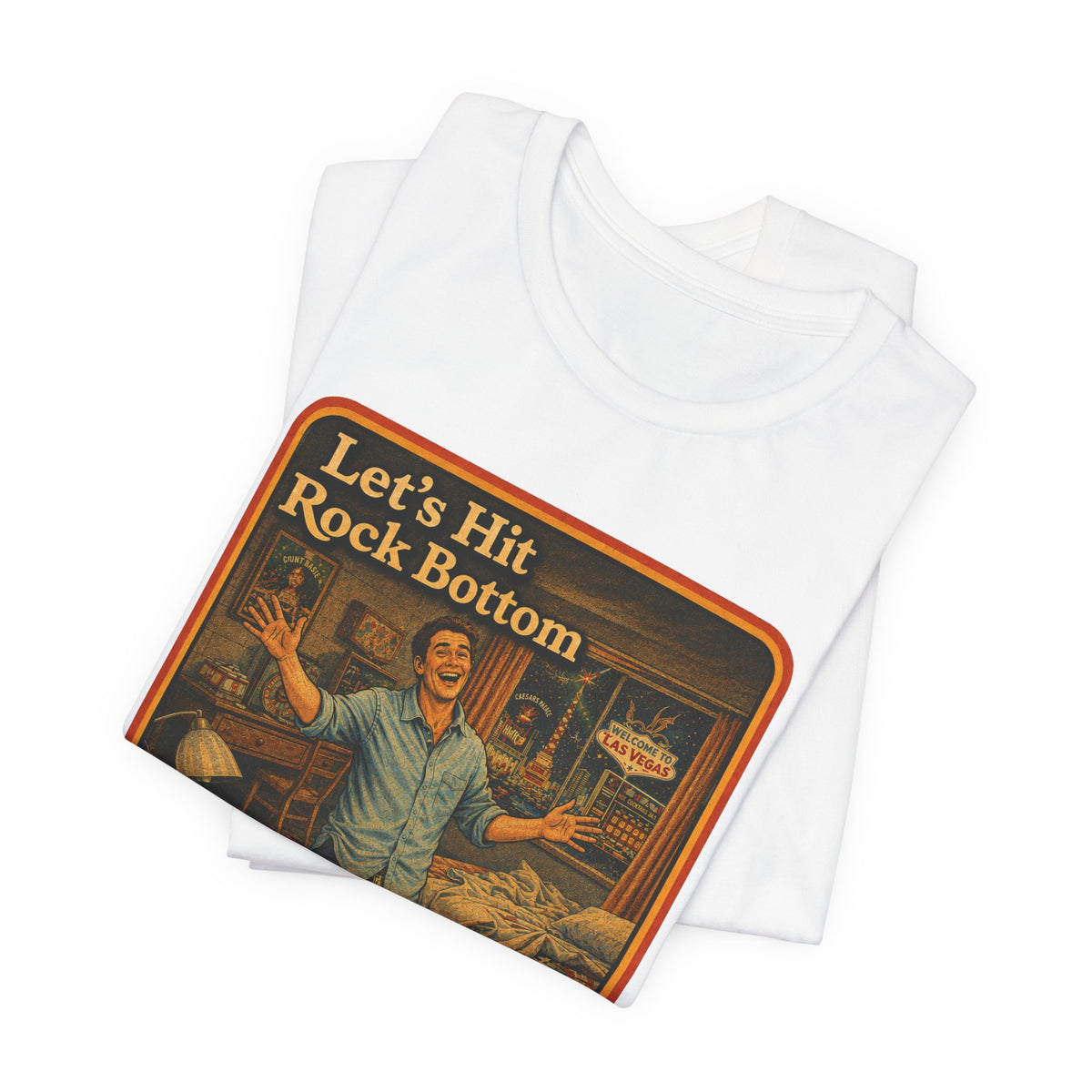 Let's Hit Rock Bottom Unisex Tee in White, view 3