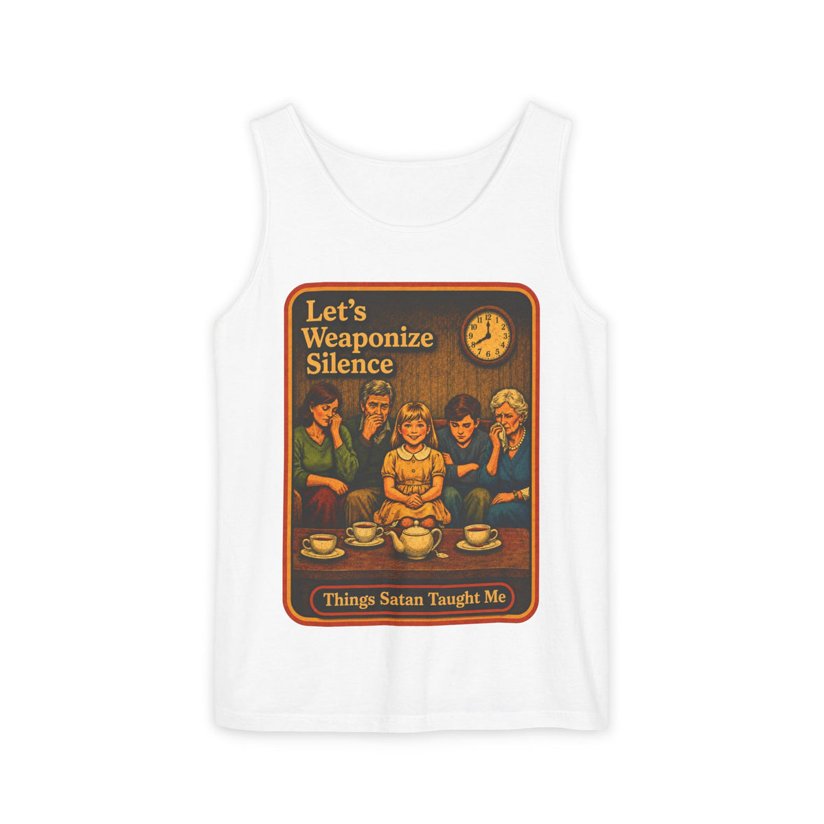 Let's Weaponize Silence Wife Beater in White, front