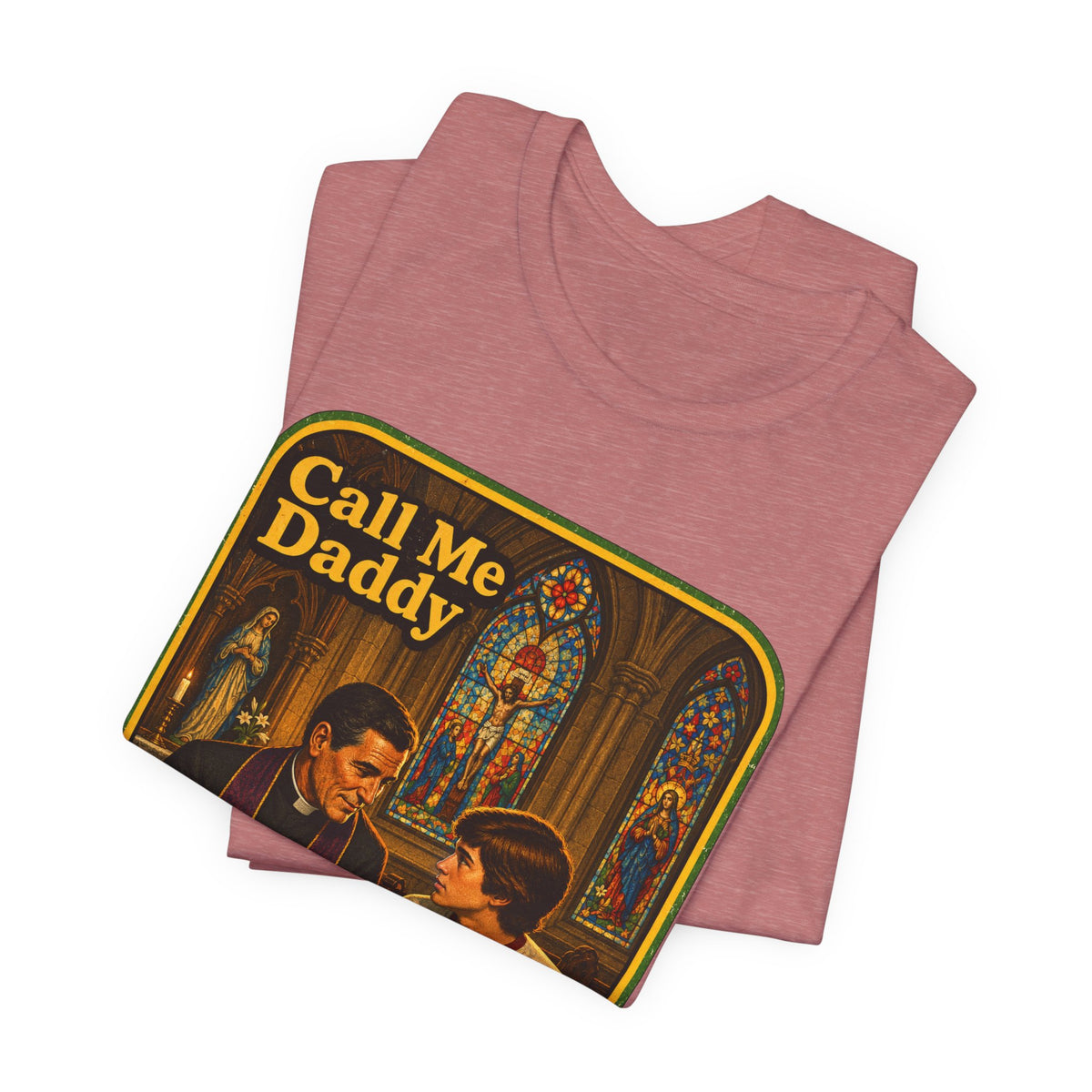 Call Me Daddy Unisex Tee in Heather Mauve, view 3