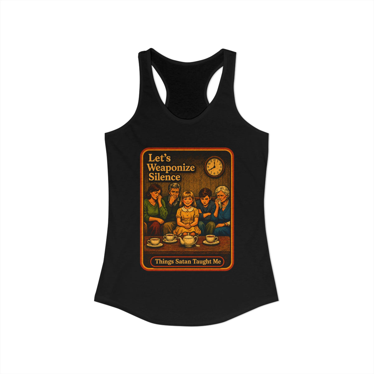 Let's Weaponize Silence Racerback Tank in Black, view 2