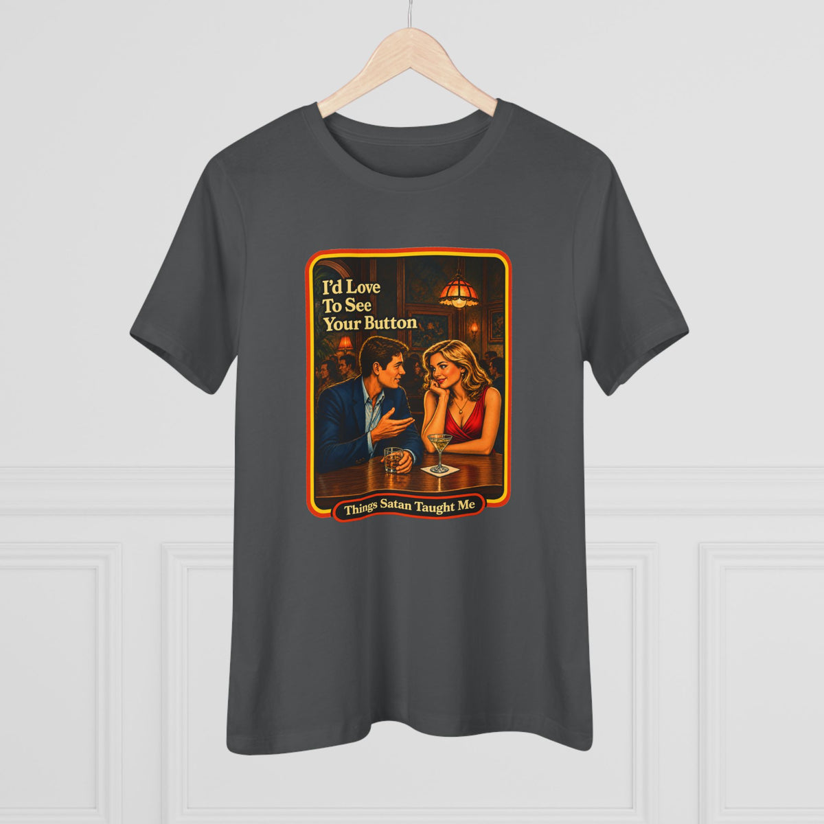 I'd Love To See Your Button Women's Tee in Asphalt, view 4