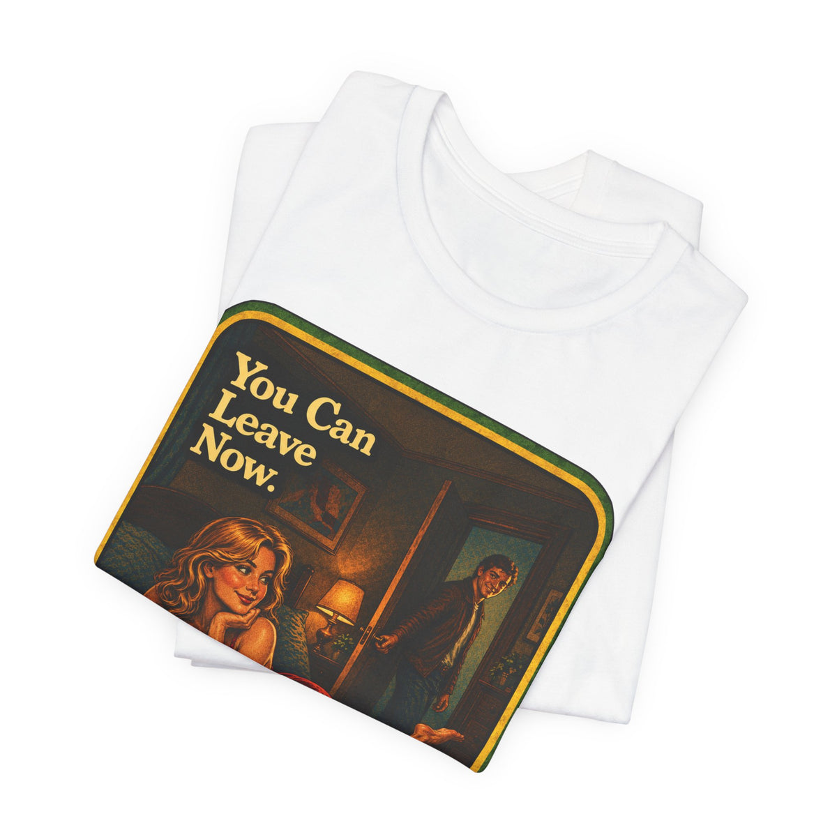 You Can Leave Now Unisex Tee in White, view 3