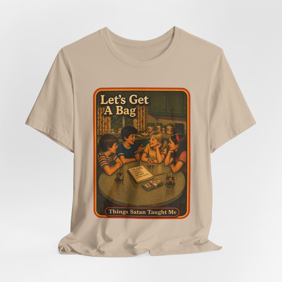 Let's Get Another Bag Unisex Tee in Tan, view 4