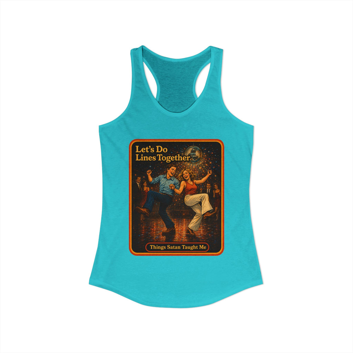 Let's Do Lines Together Racerback Tank in Tahiti Blue, view 2