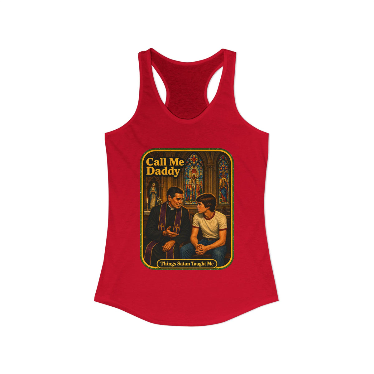 Call Me Daddy Racerback Tank in Red, view 2