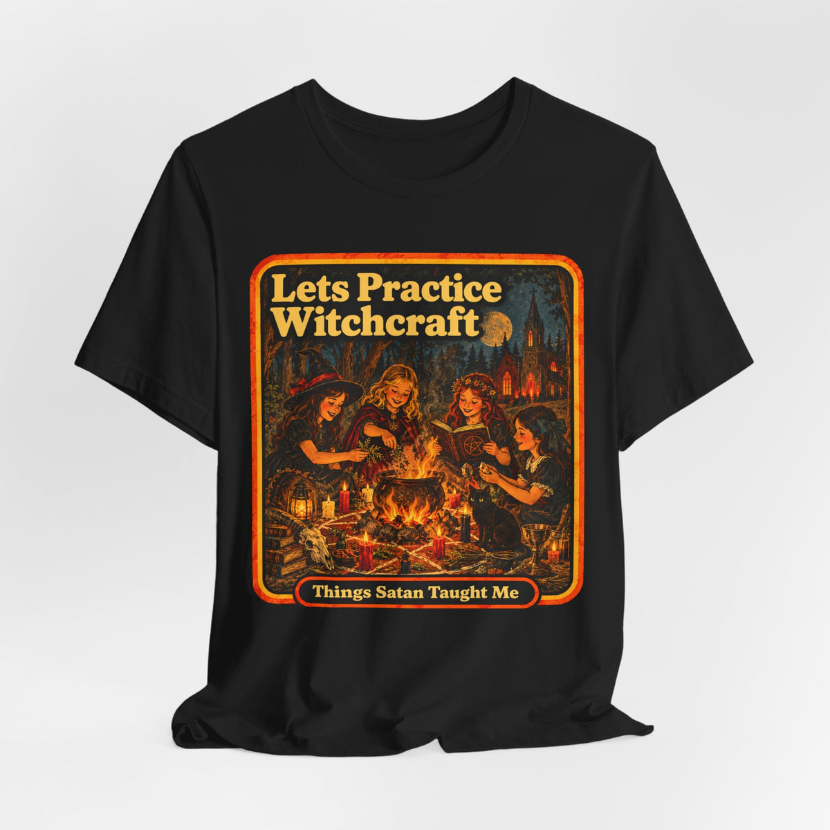 Let's Practice Witchcraft Unisex Tee in Black, view 4