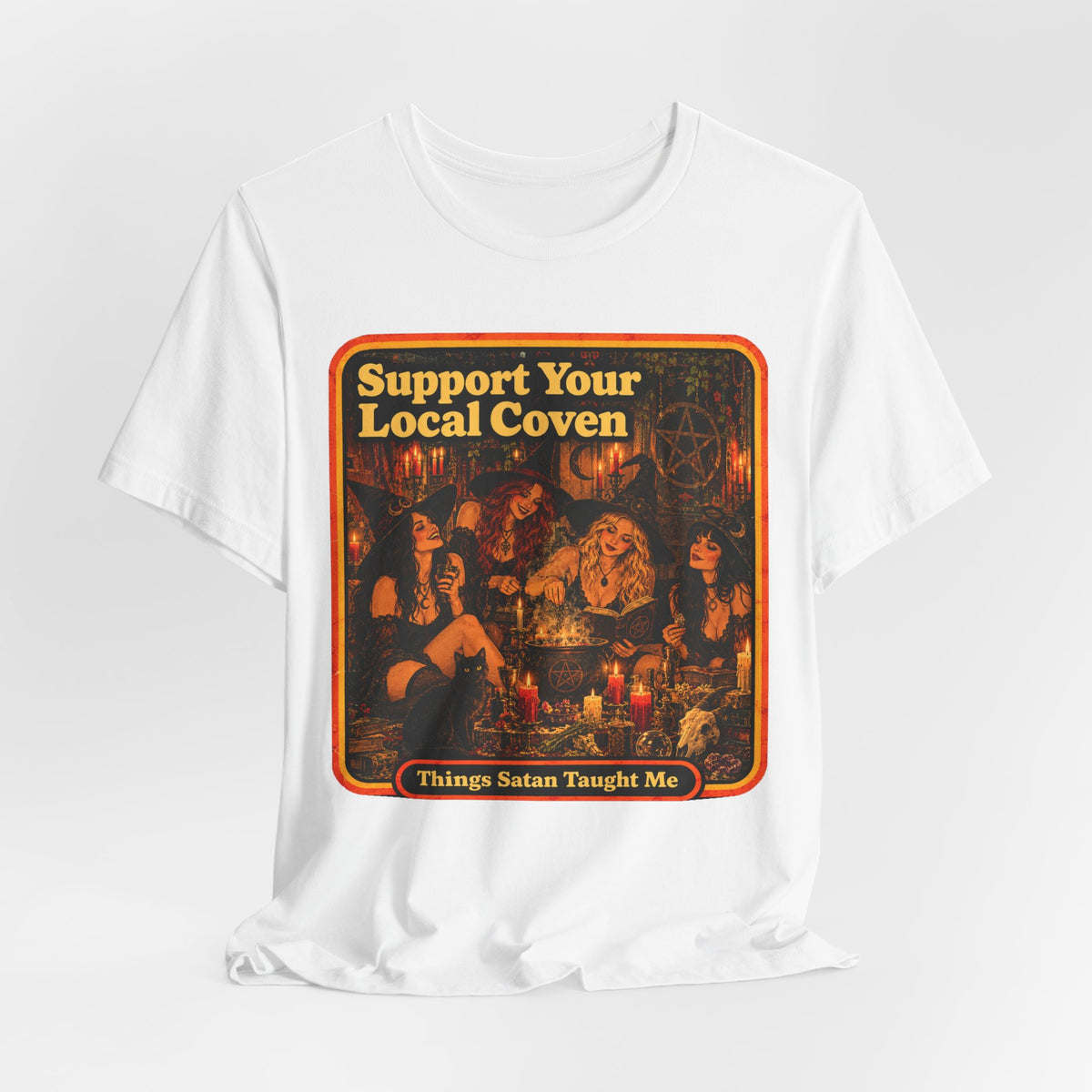 Support Your Local Coven Unisex Tee in White, view 4