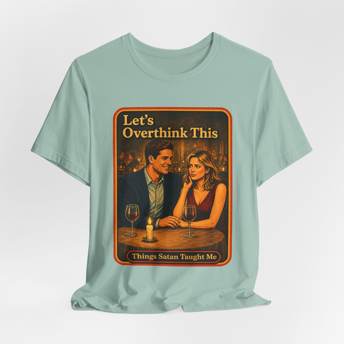 Let's Overthink This Unisex Tee in Dusty Blue, view 4
