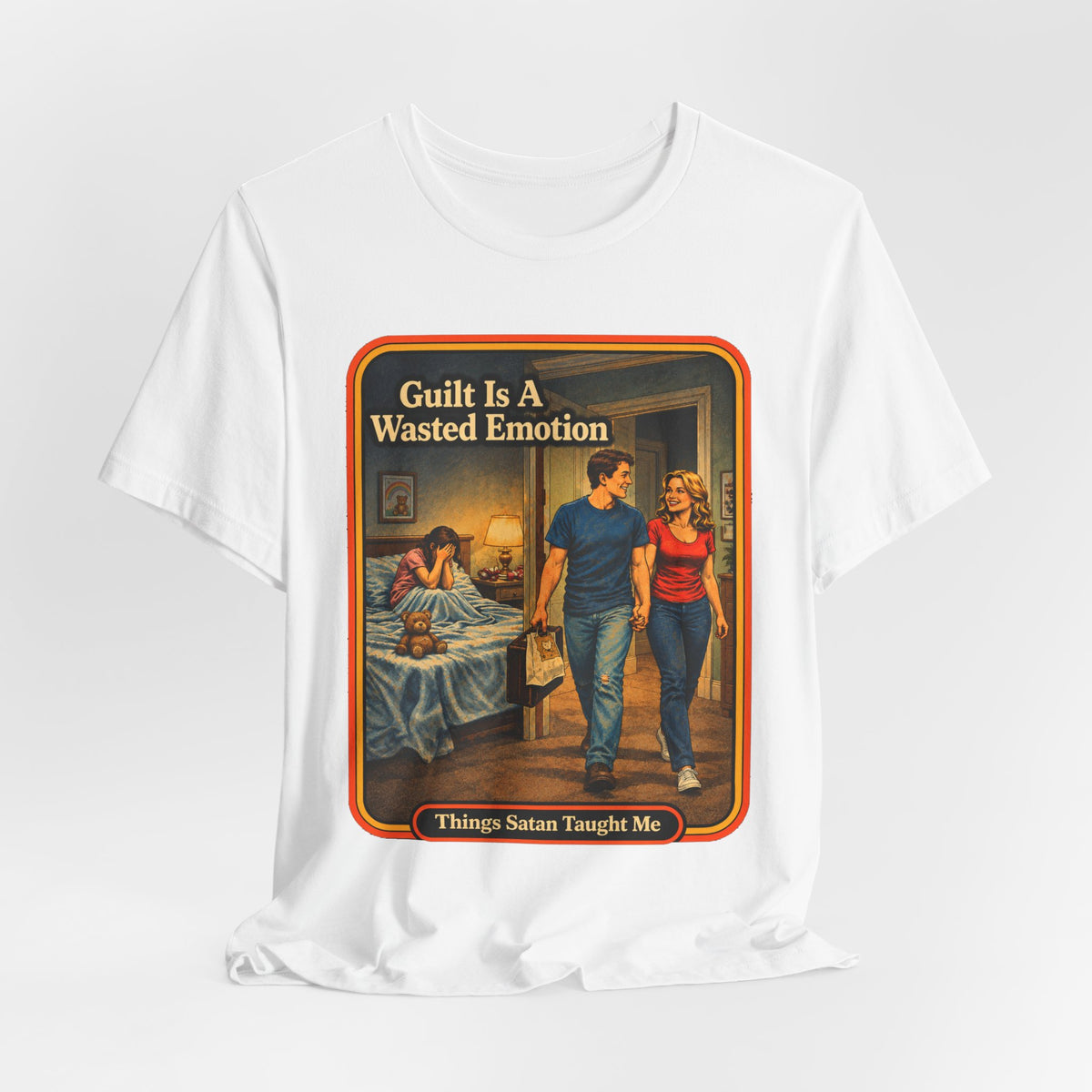 Guilt Is A Wasted Emotion Unisex Tee in White, view 4
