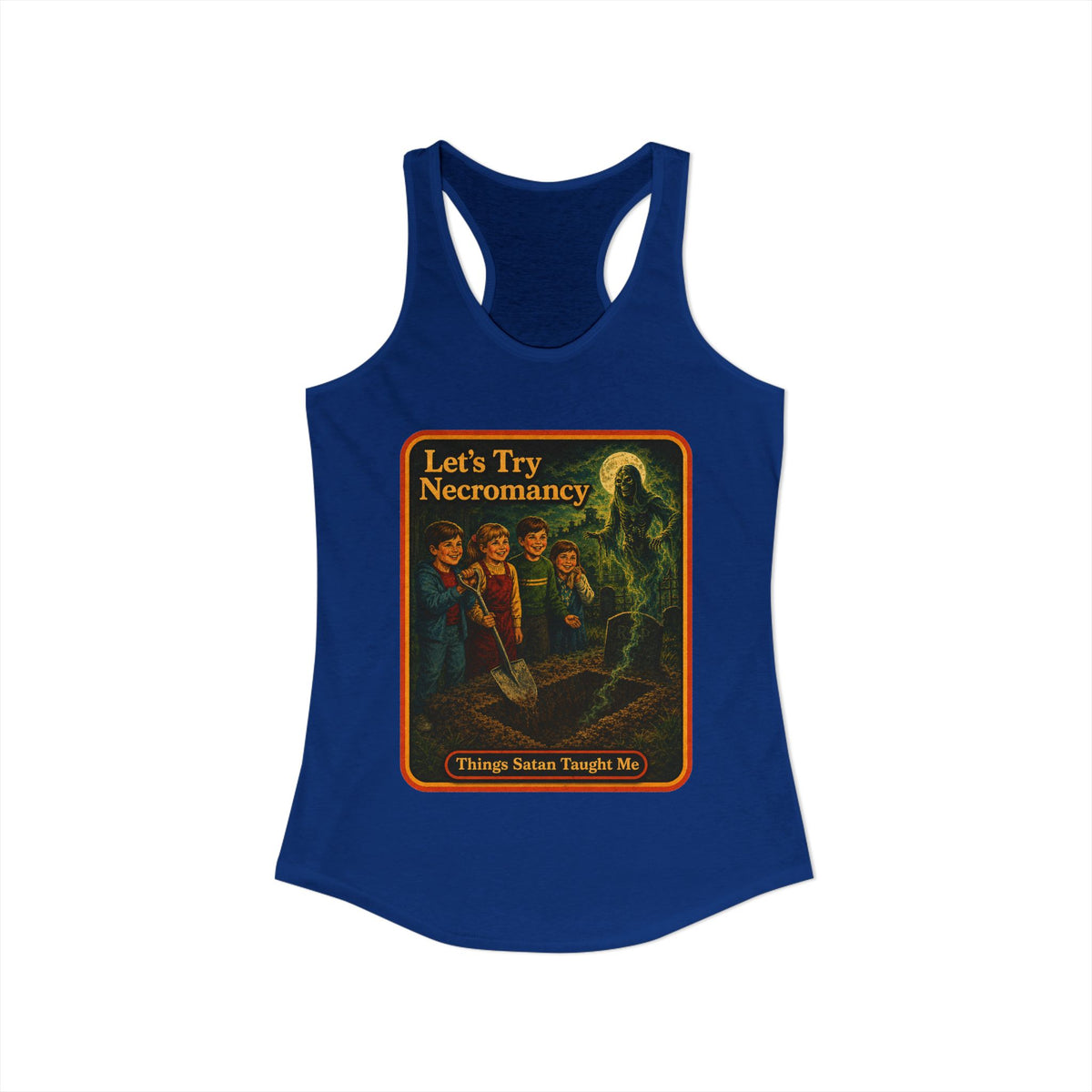Let's Try Necromancy Racerback Tank in Royal, view 2
