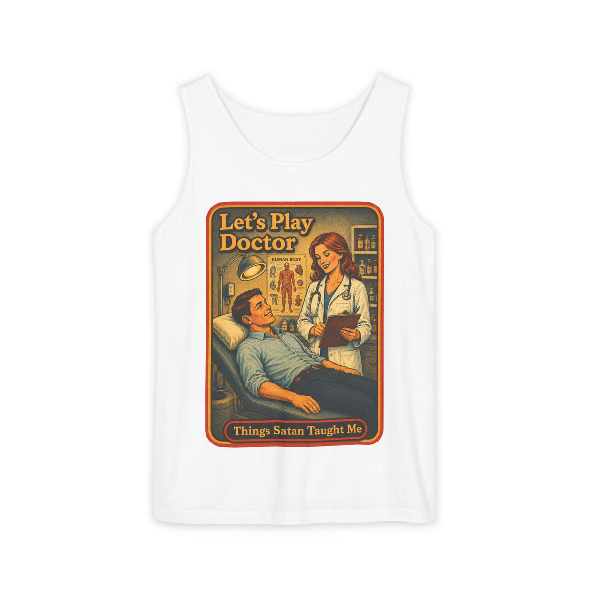 Let's Play Doctor Wife Beater in White, front