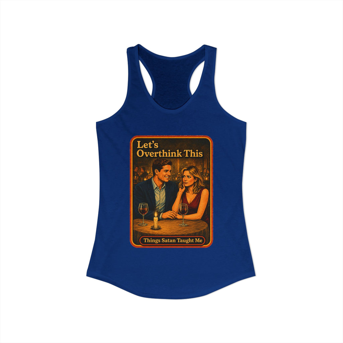 Let's Overthink This Racerback Tank in Royal, view 2