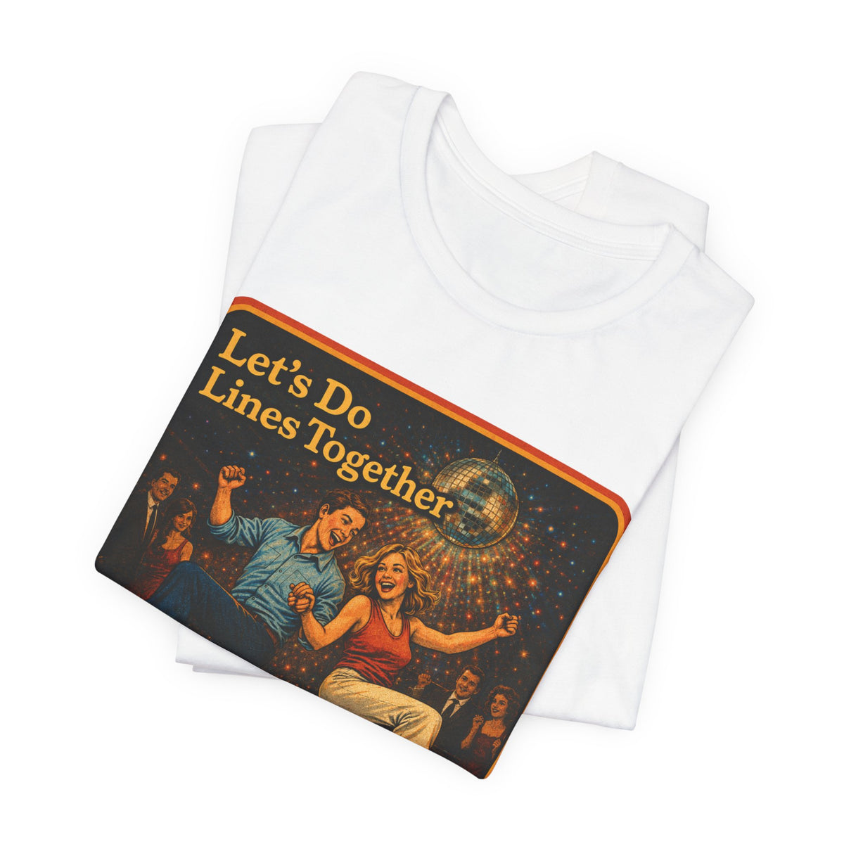 Let's Do Lines Together Unisex Tee in White, view 3