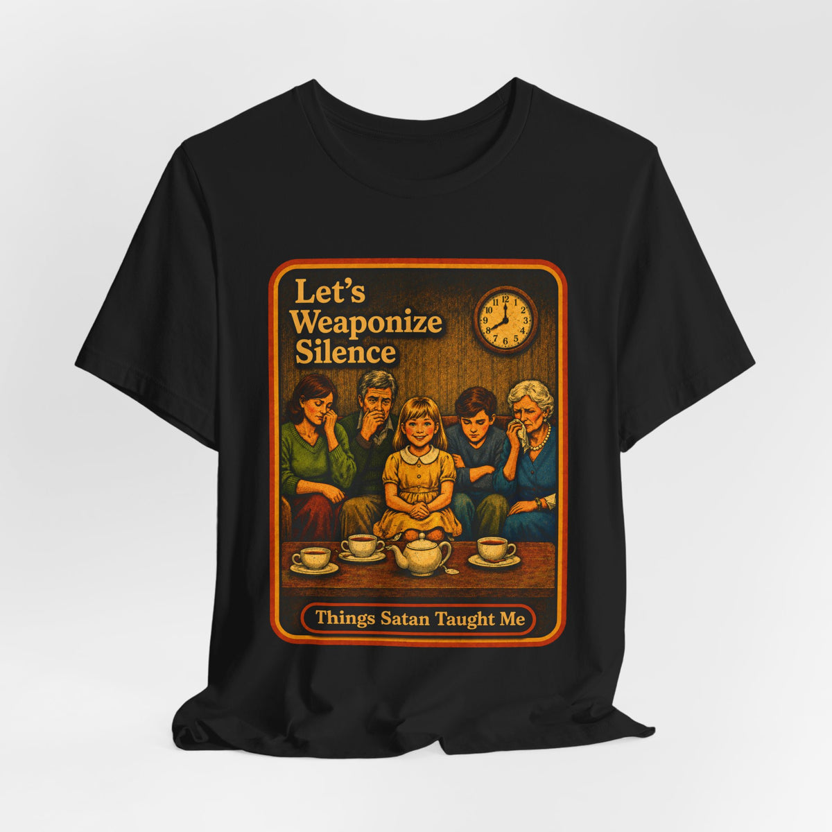 Let's Weaponize Silence Unisex Tee in Black, view 4