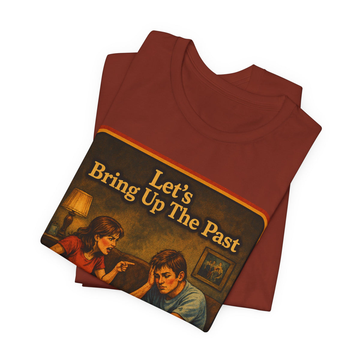 Let's Bring Up The Past Unisex Tee in Rust, view 3