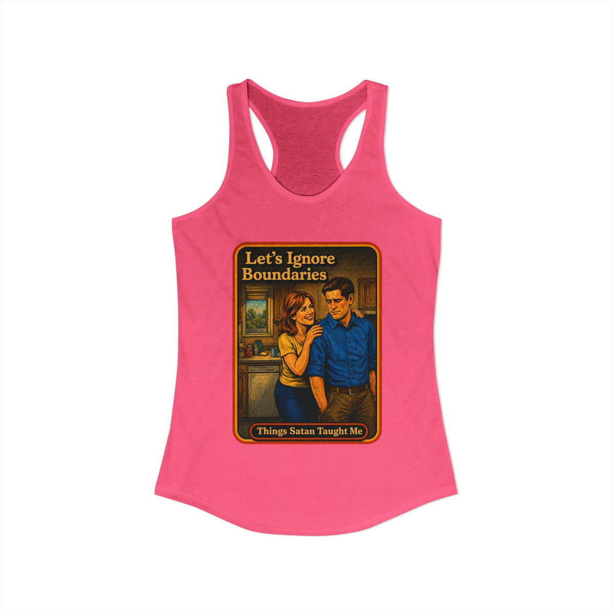 Let's Ignore Boundaries Racerback Tank in Hot Pink, view 2