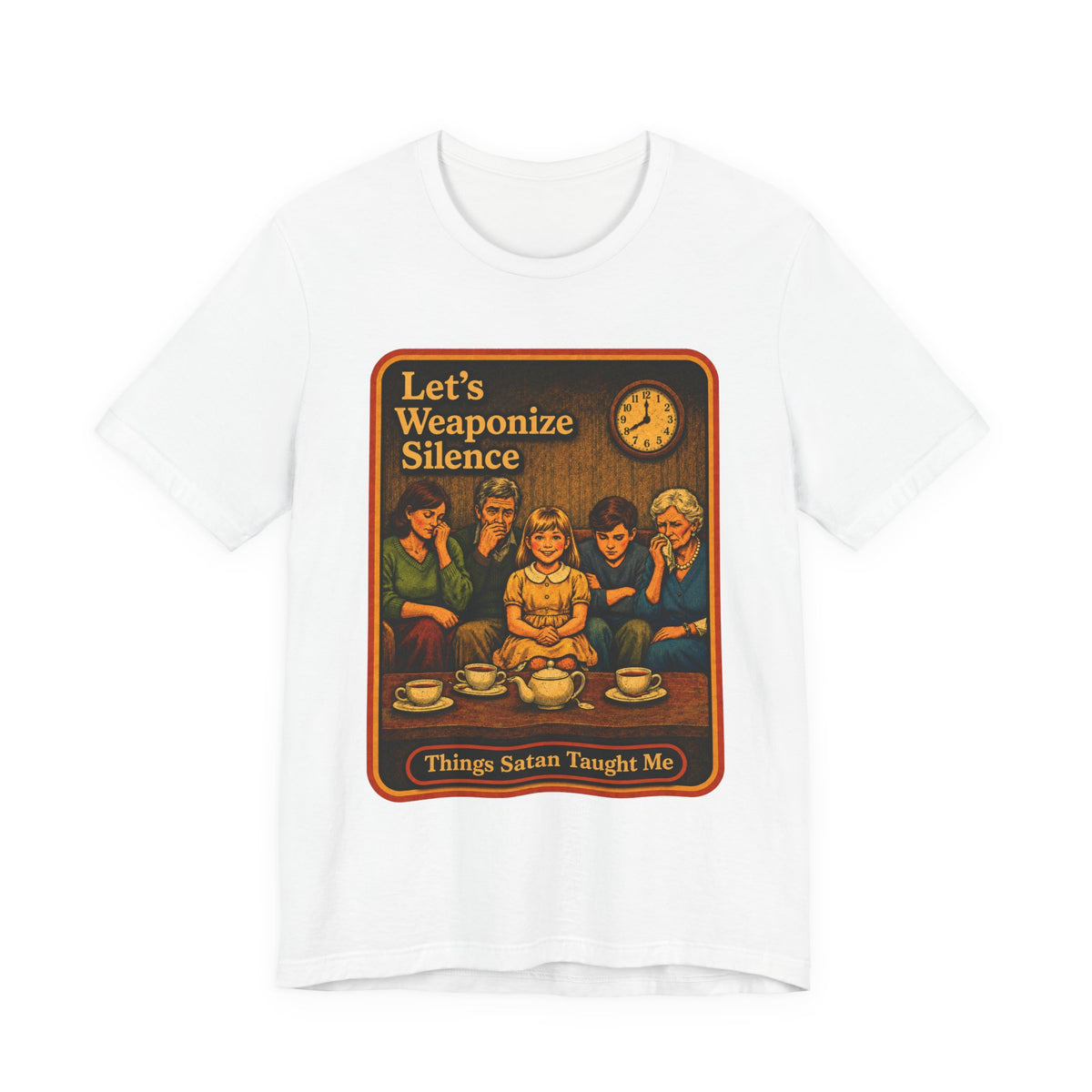 Let's Weaponize Silence Unisex Tee in White, front