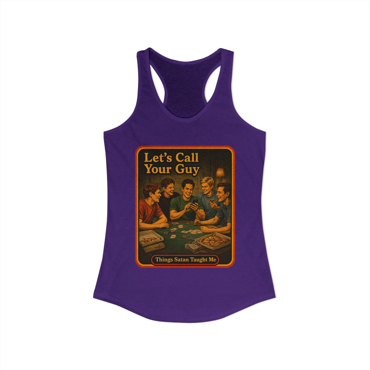 Let's Call Your Guy Racerback Tank in Purple Rush, view 2