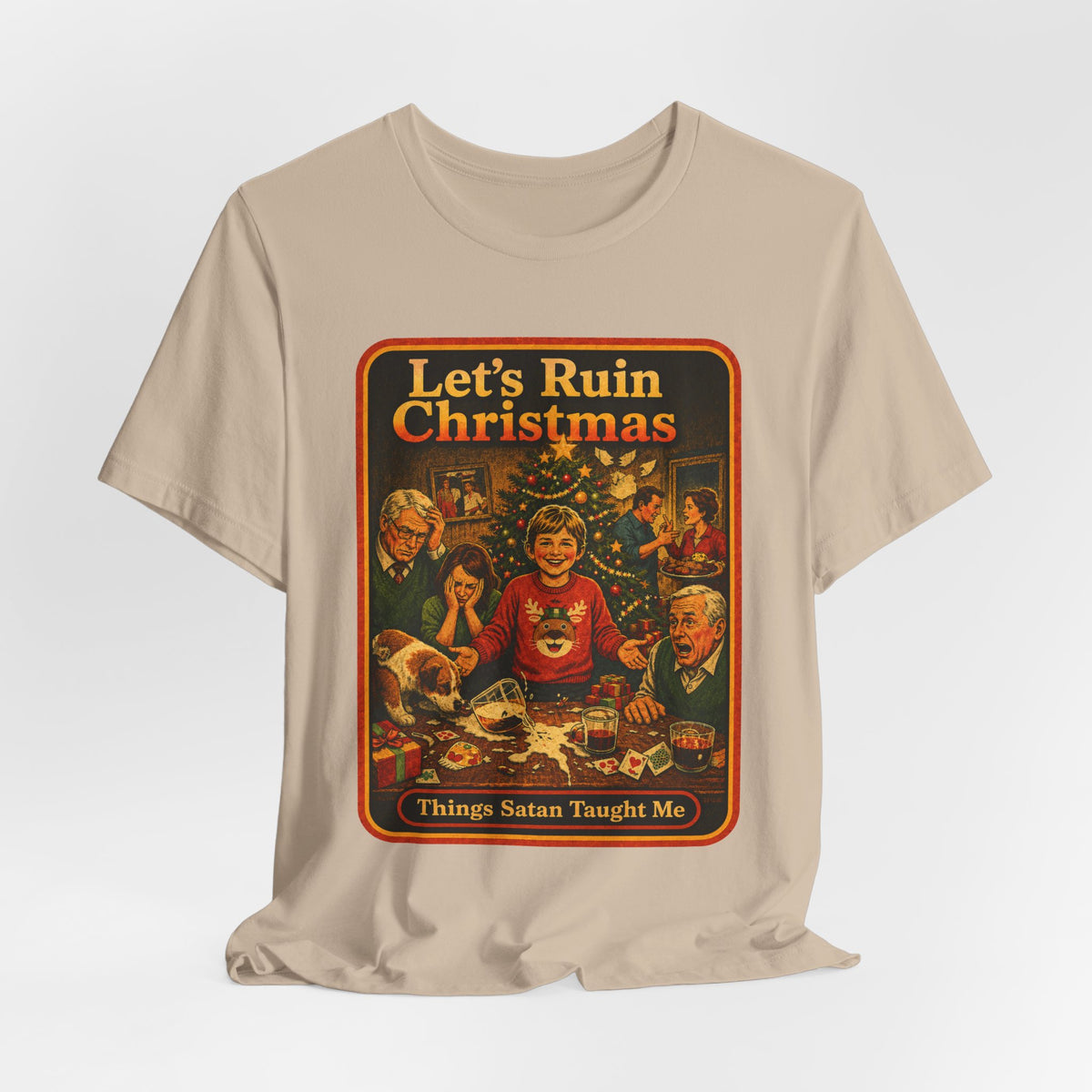 Let's Ruin Christmas Unisex Tee in Tan, view 4