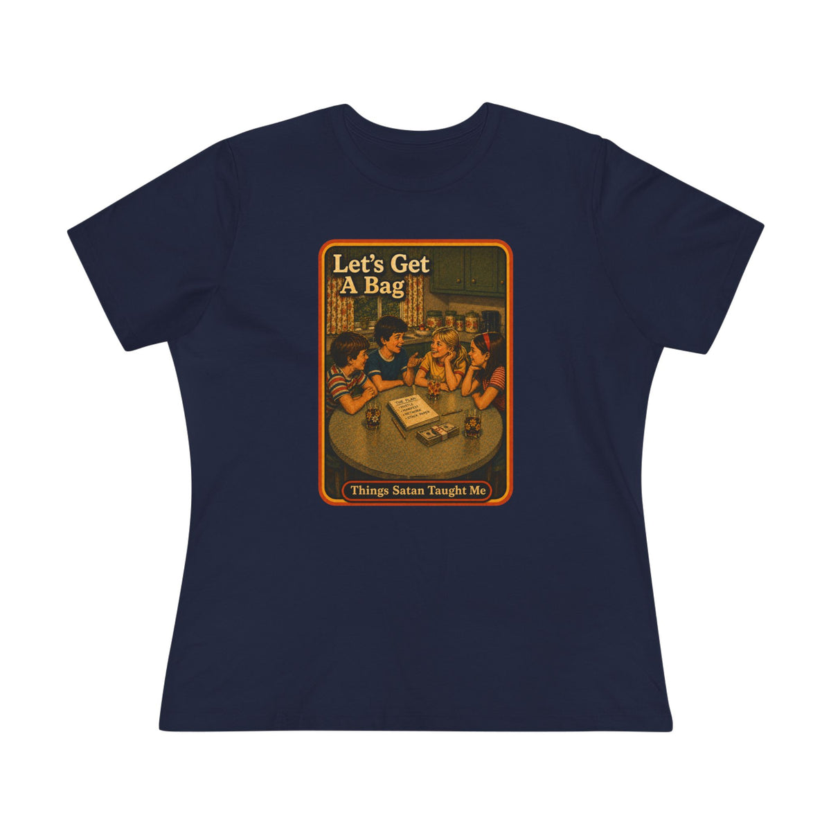 Let's Get Another Bag Women's Tee in Navy, front