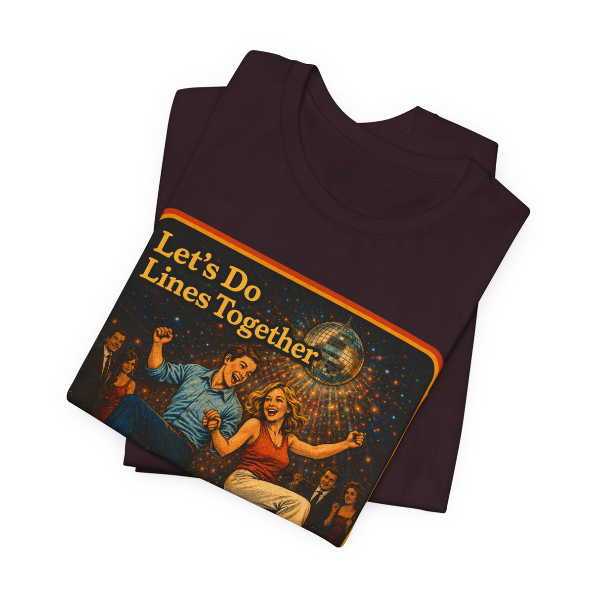 Let's Do Lines Together Unisex Tee in Oxblood Black, view 3