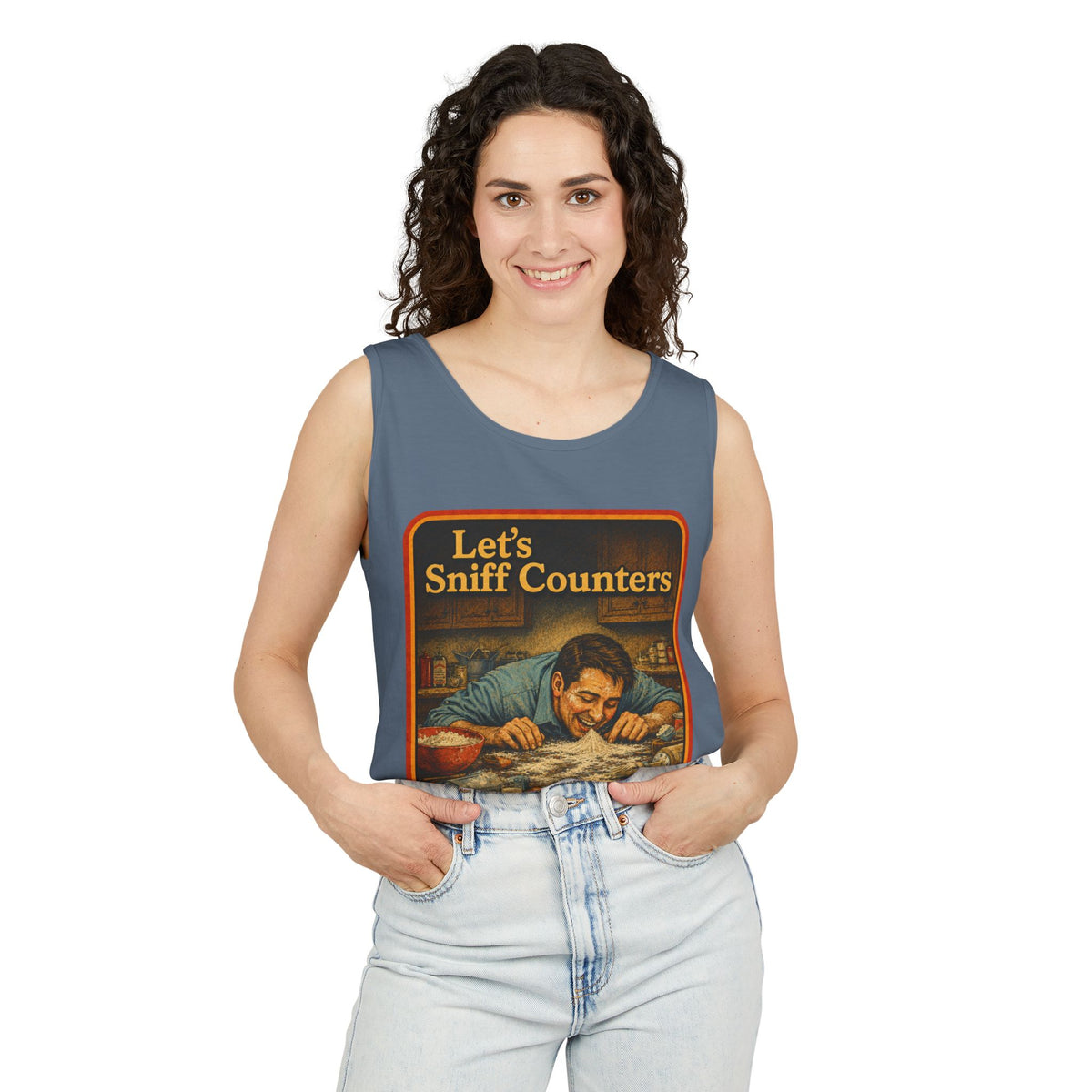 Let's Sniff Counters Wife Beater in Blue Jean, view 3