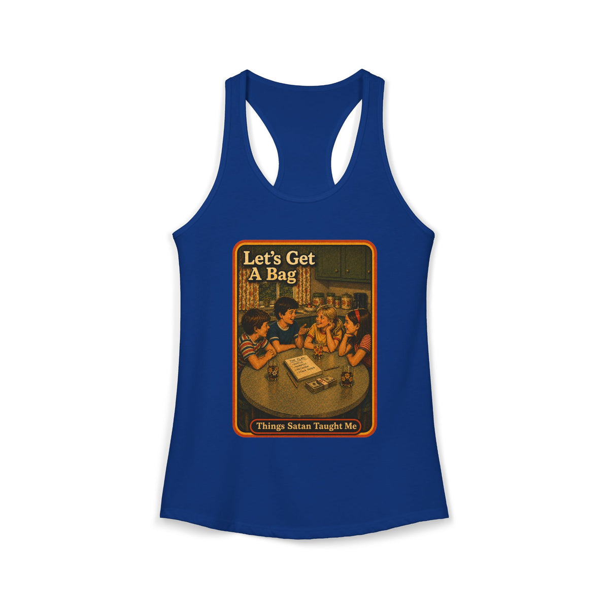 Let's Get Another Bag Racerback Tank in Royal, front
