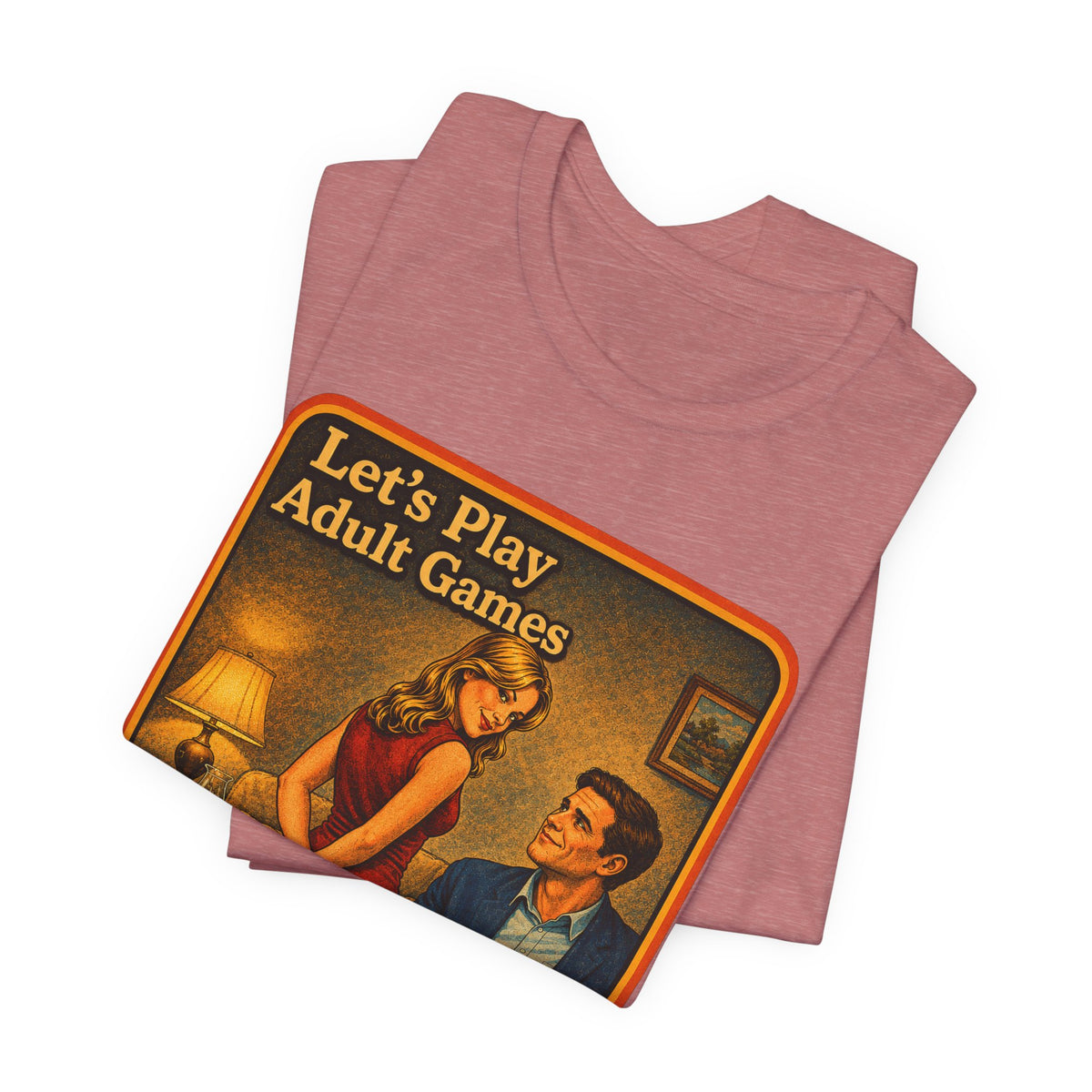 Let's Play Adult Games Unisex Tee in Heather Mauve, view 3