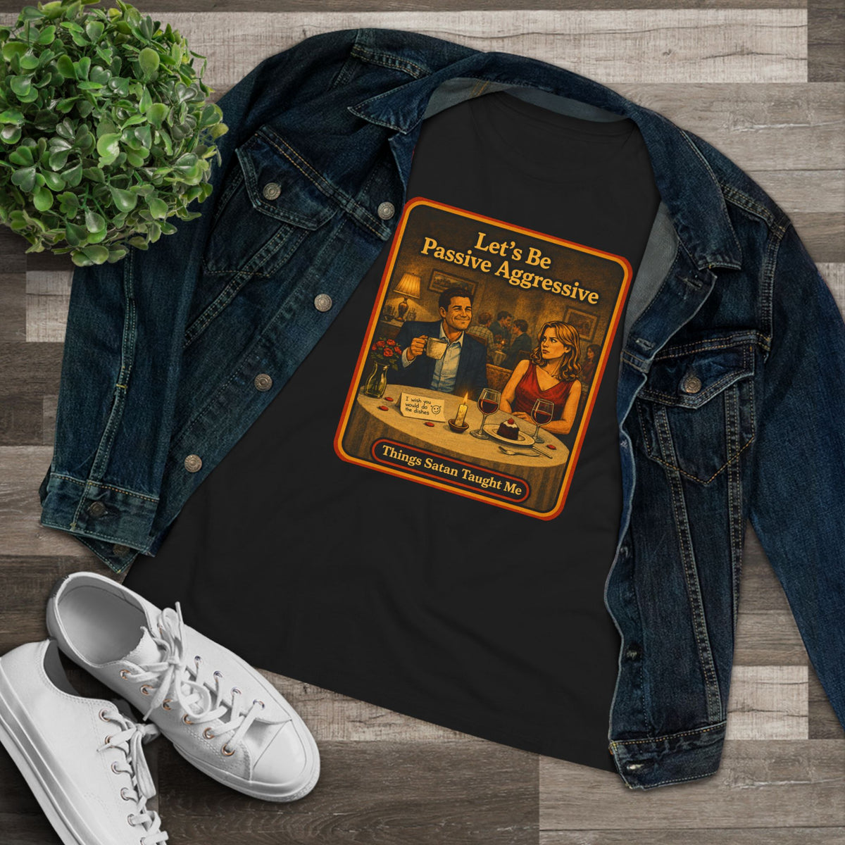 Let's Be Passive Aggressive Women's Tee in Black, view 3