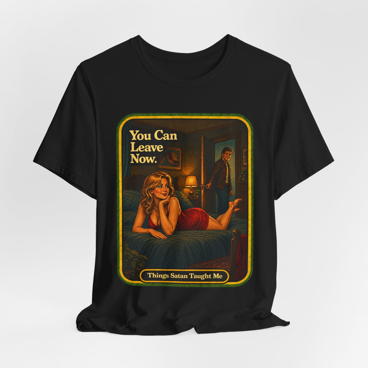 You Can Leave Now Unisex Tee in Black, view 4