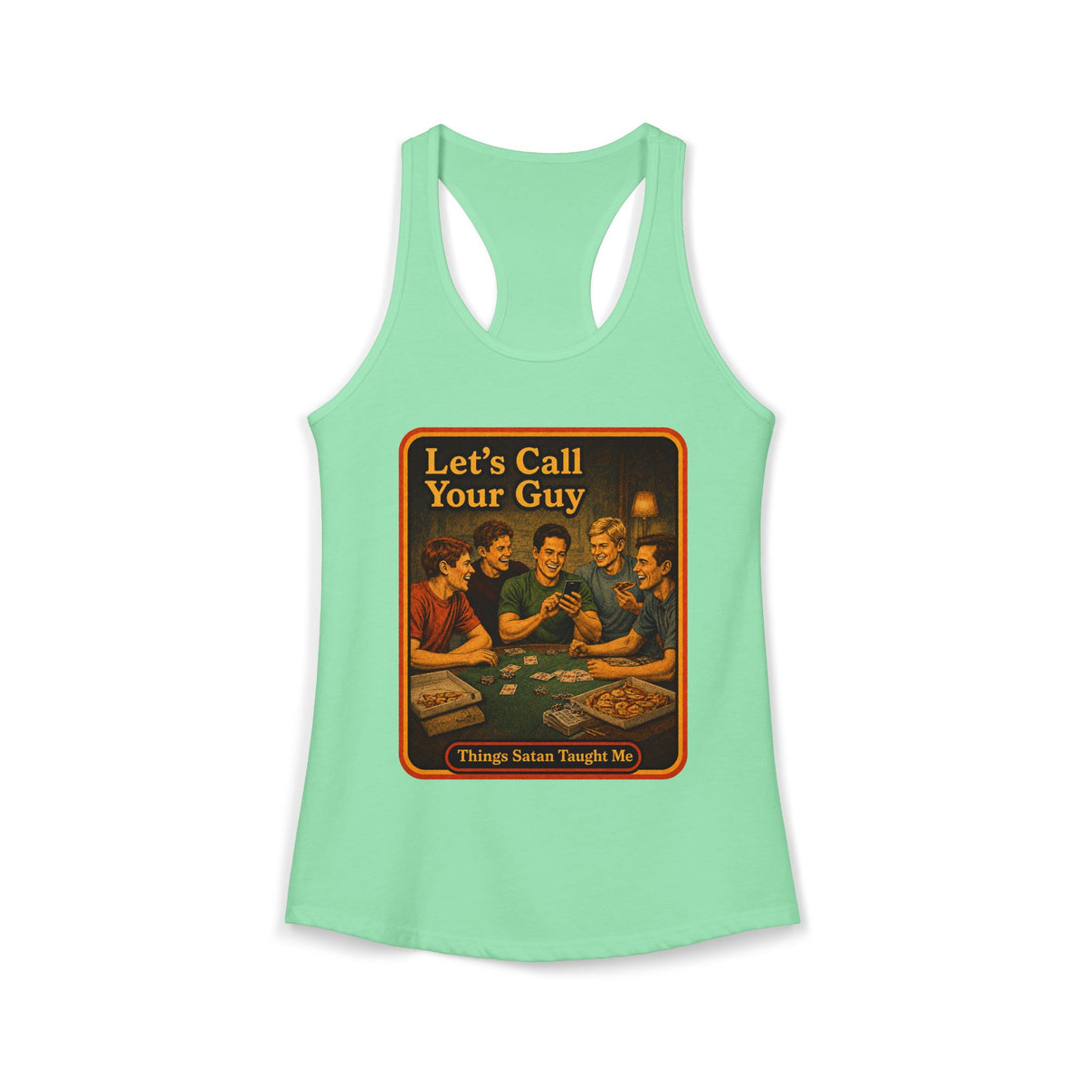 Let's Call Your Guy Racerback Tank in Mint, front