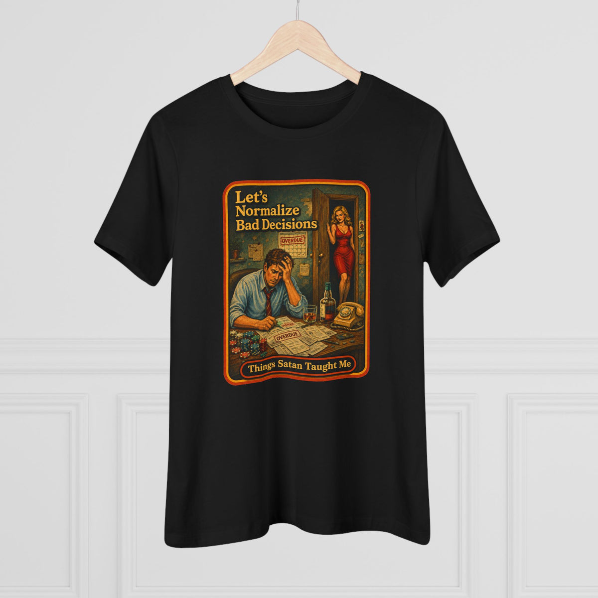 Let's Normalize Bad Decisions Women's Tee in Black, view 4