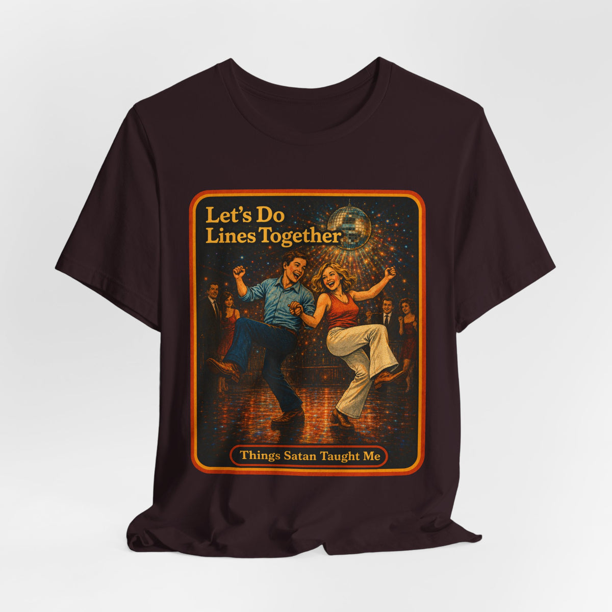 Let's Do Lines Together Unisex Tee in Oxblood Black, view 4