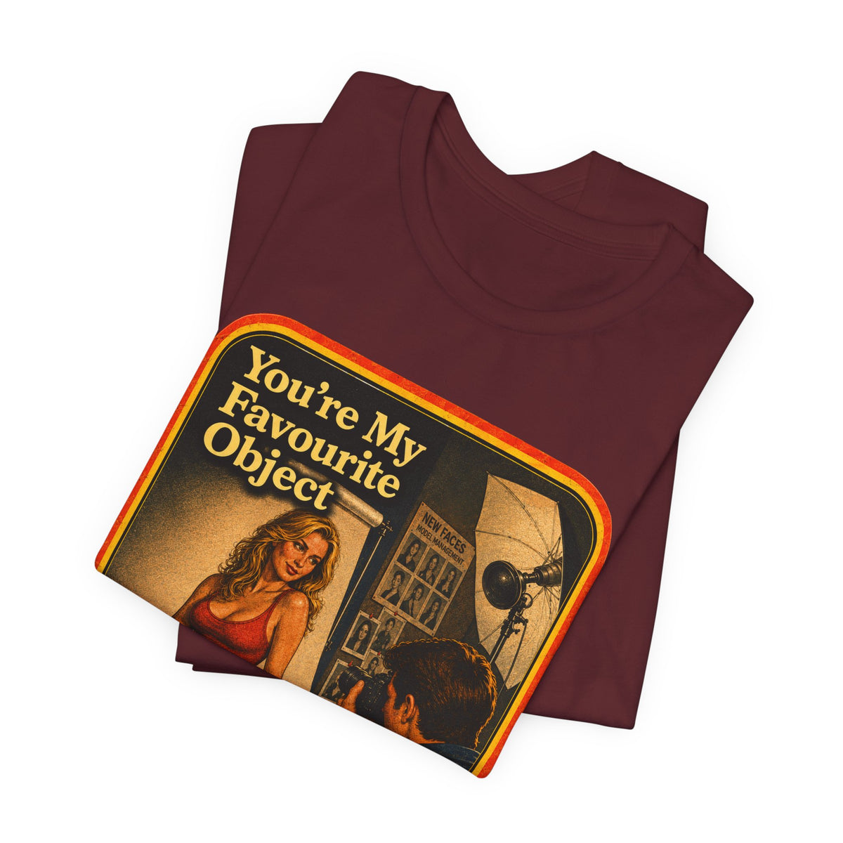 You're My Favourite Object Unisex Tee in Maroon, view 3