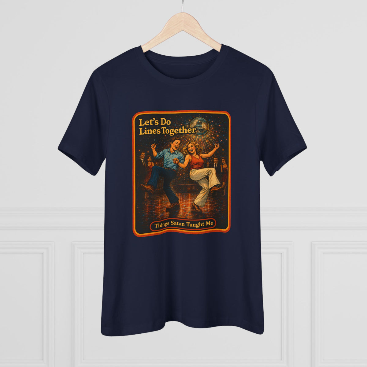Let's Do Lines Together Women's Tee in Navy, view 4