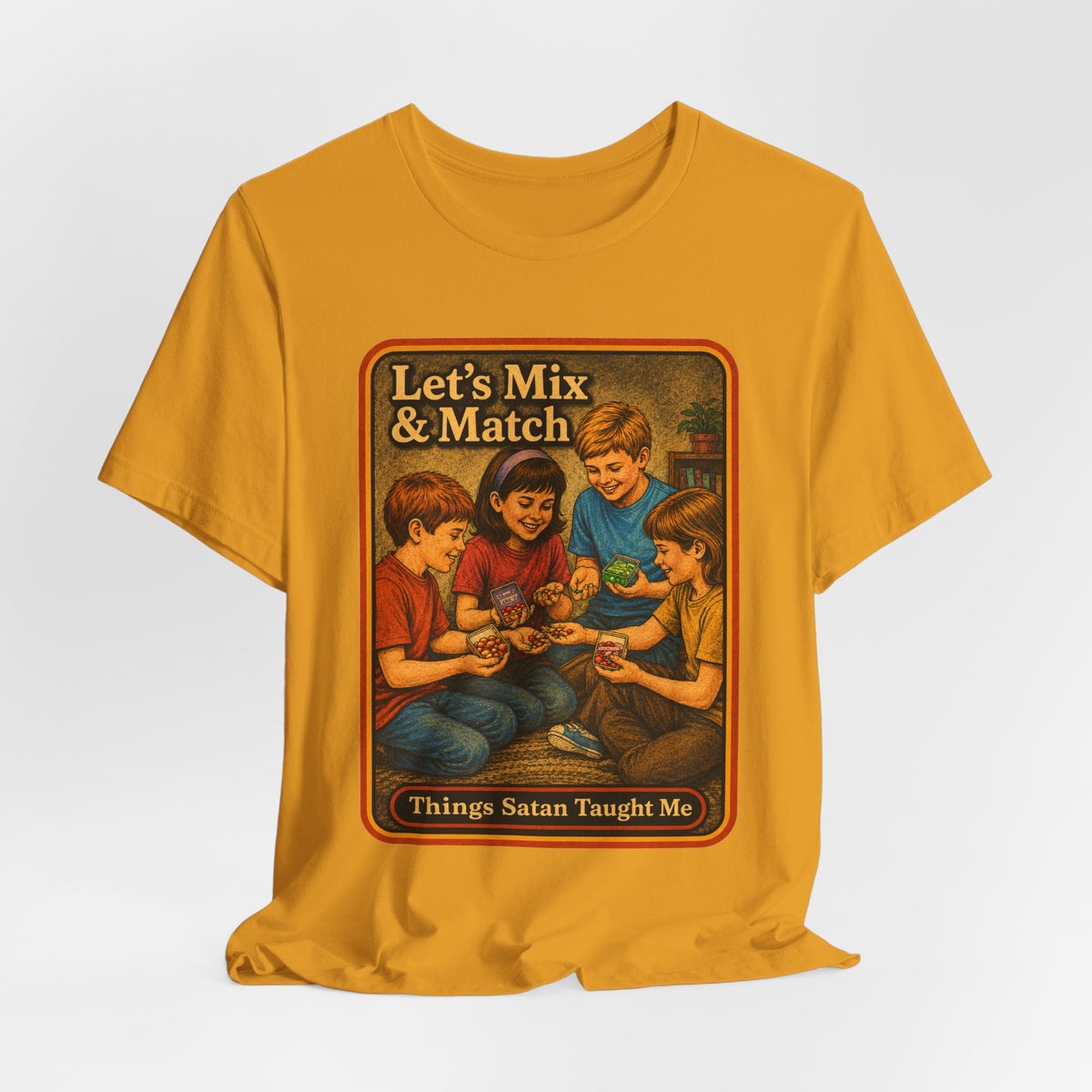 Let's Mix And Match Unisex Tee in Mustard, view 4