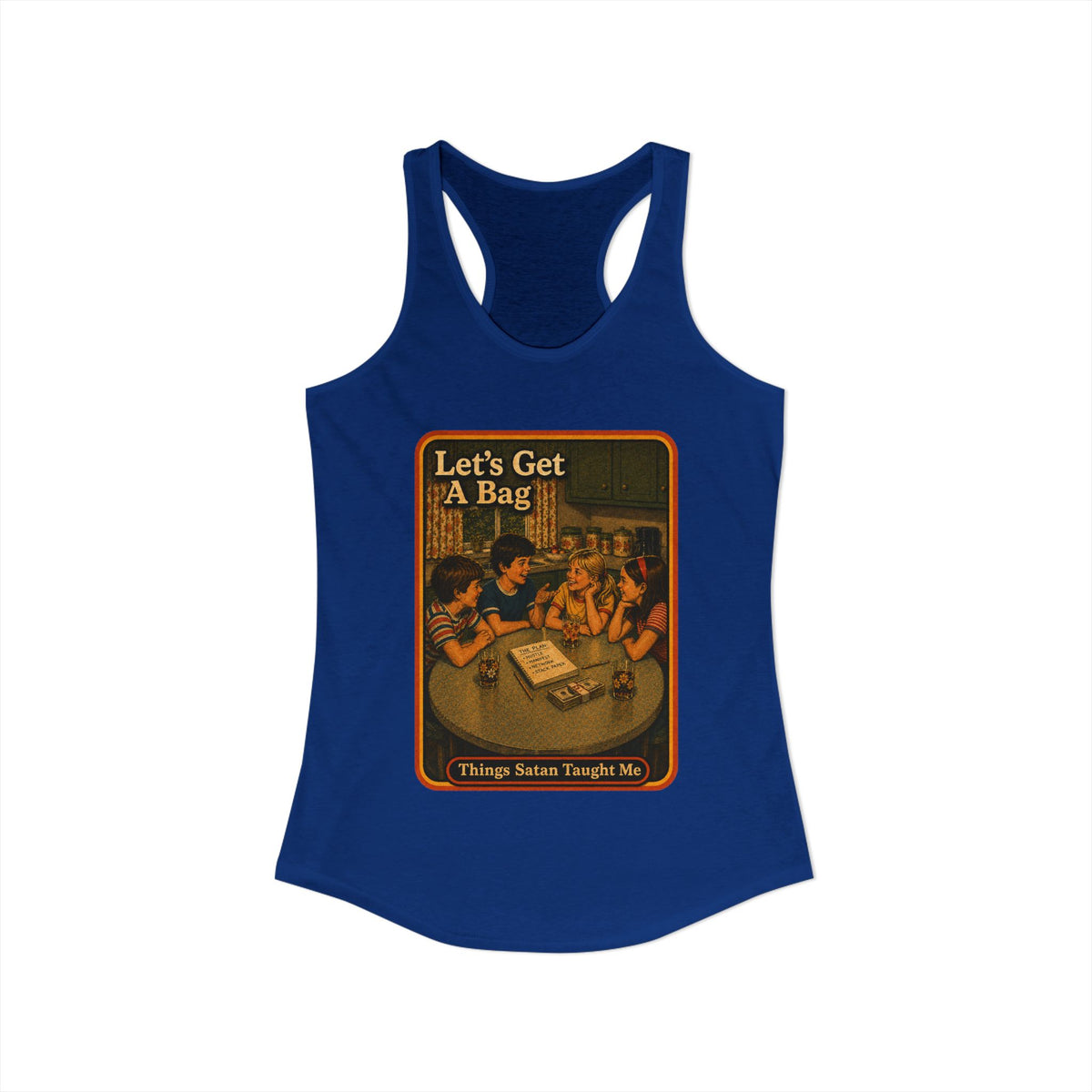 Let's Get Another Bag Racerback Tank in Royal, view 2