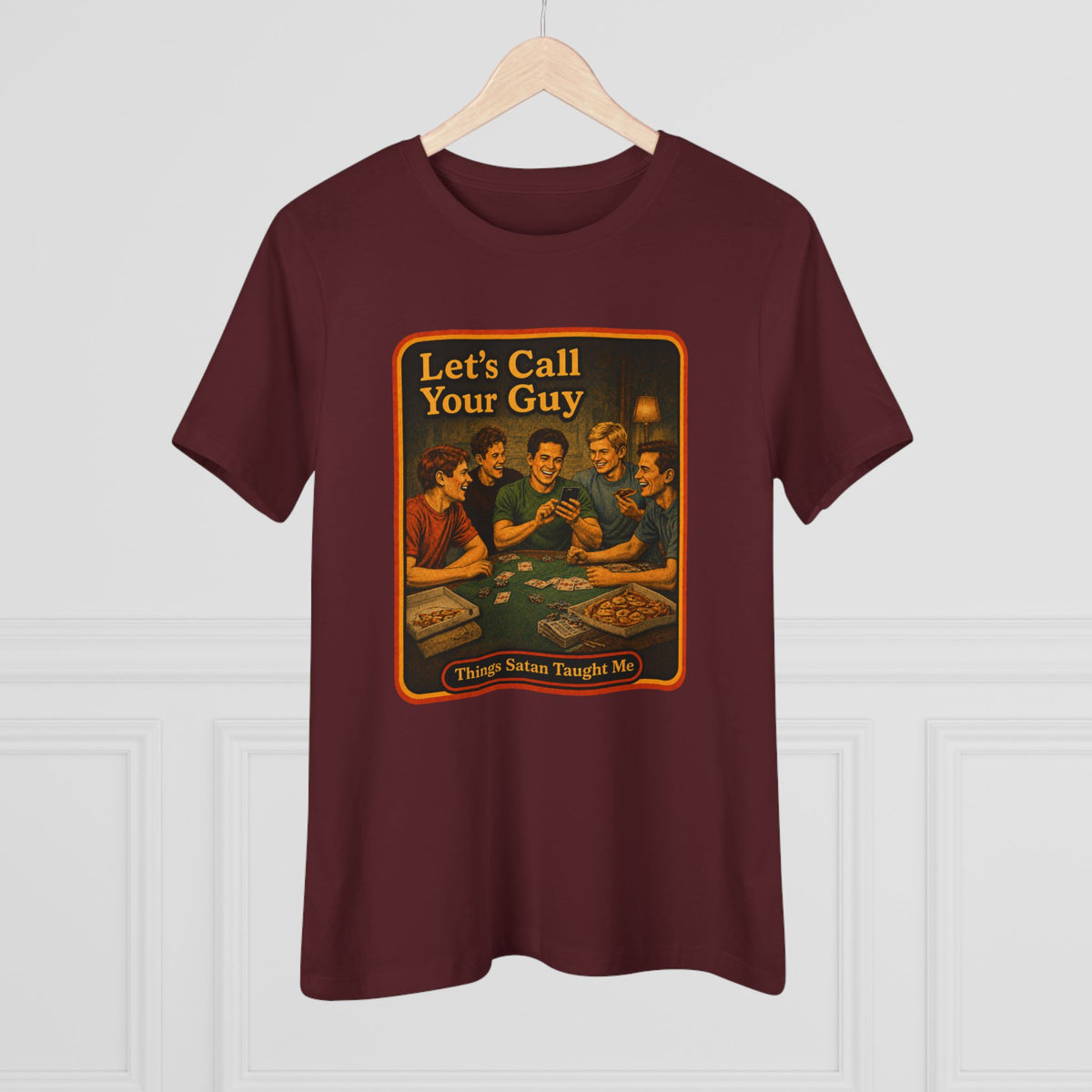Let's Call Your Guy Women's Tee in Maroon, view 4