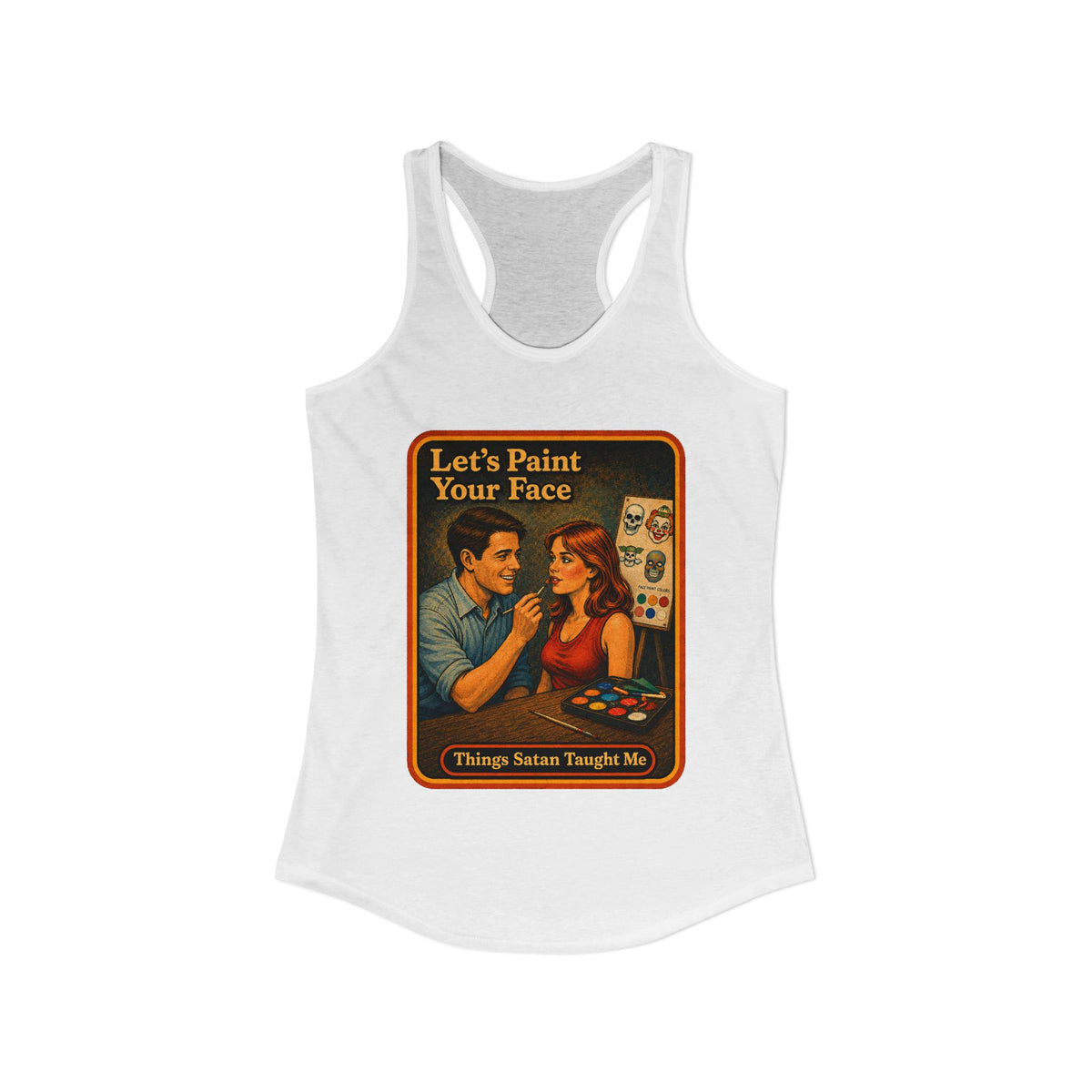 Let's Paint Your Face Racerback Tank in White, view 2