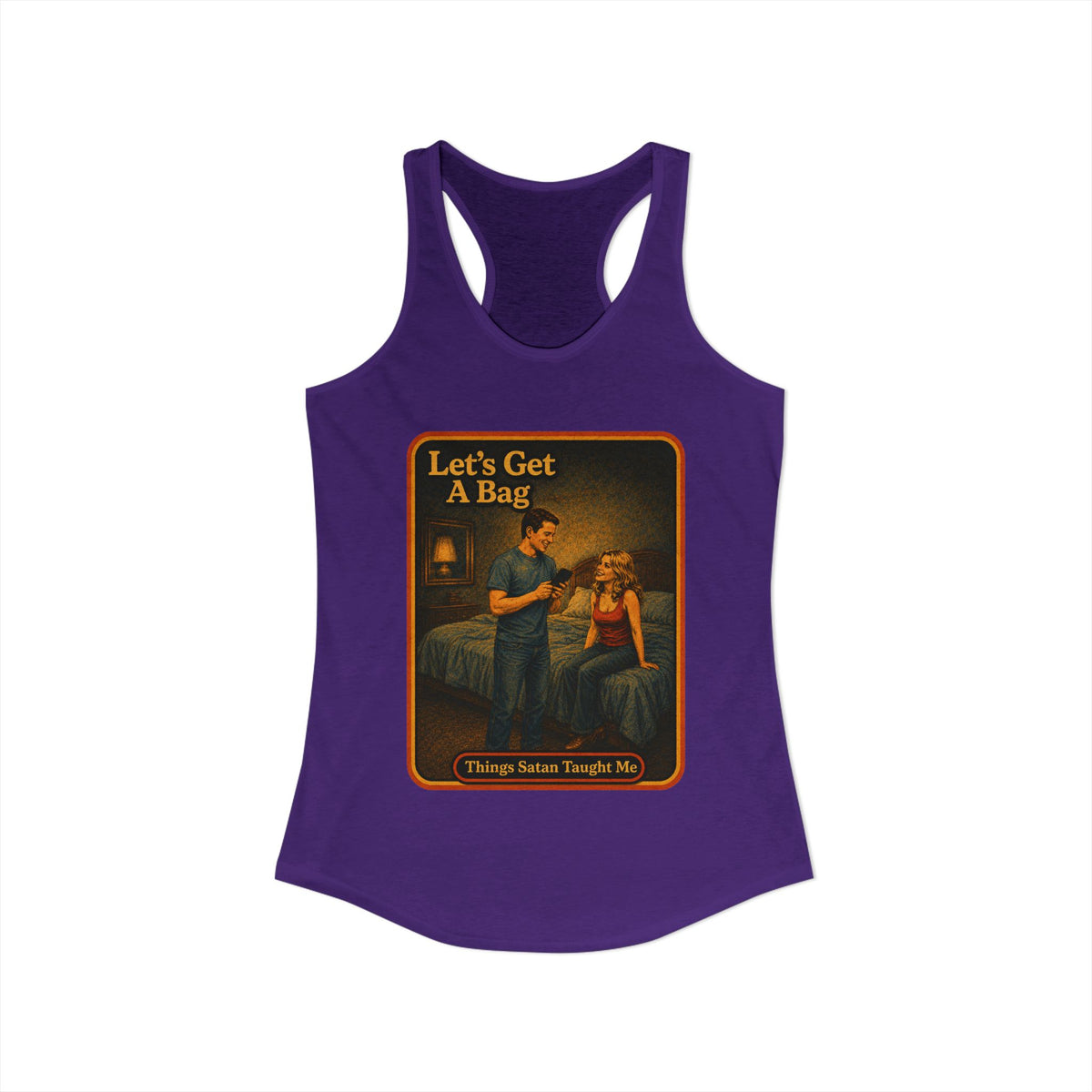 Let's Get A Bag Racerback Tank in Purple Rush, view 2