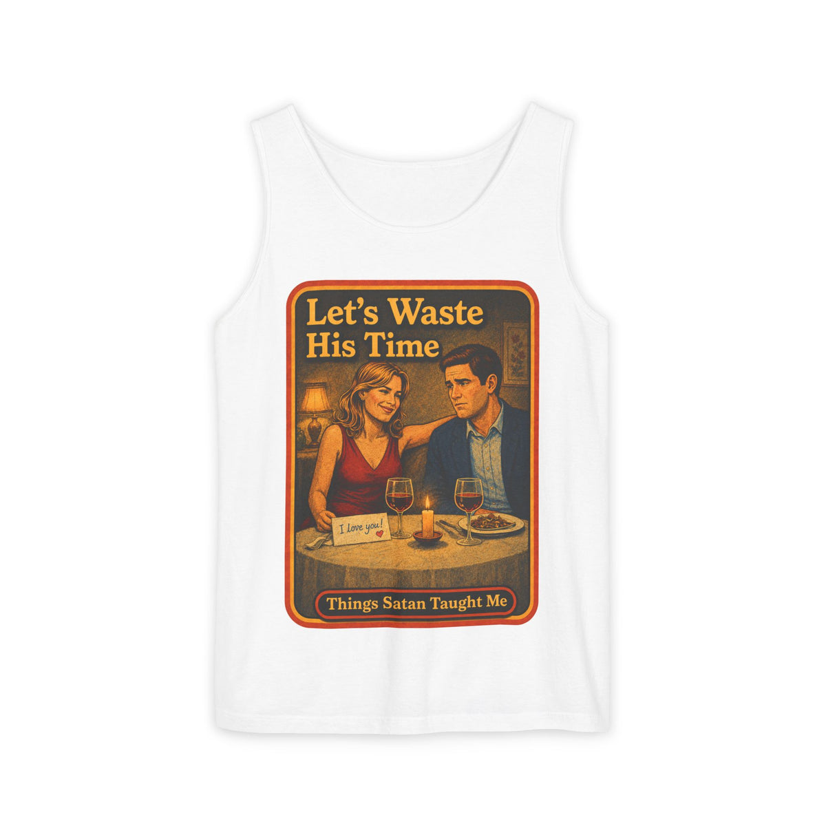 Let's Waste His Time Wife Beater in White, front