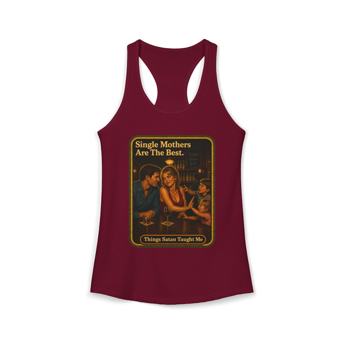 Single Mothers Are The Best Racerback Tank in Cardinal Red, front