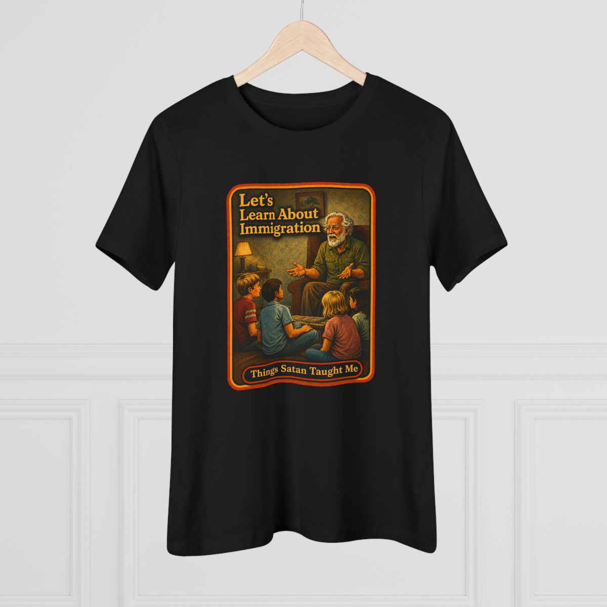 Let's Learn About Immigration Women's Tee in Black, view 4