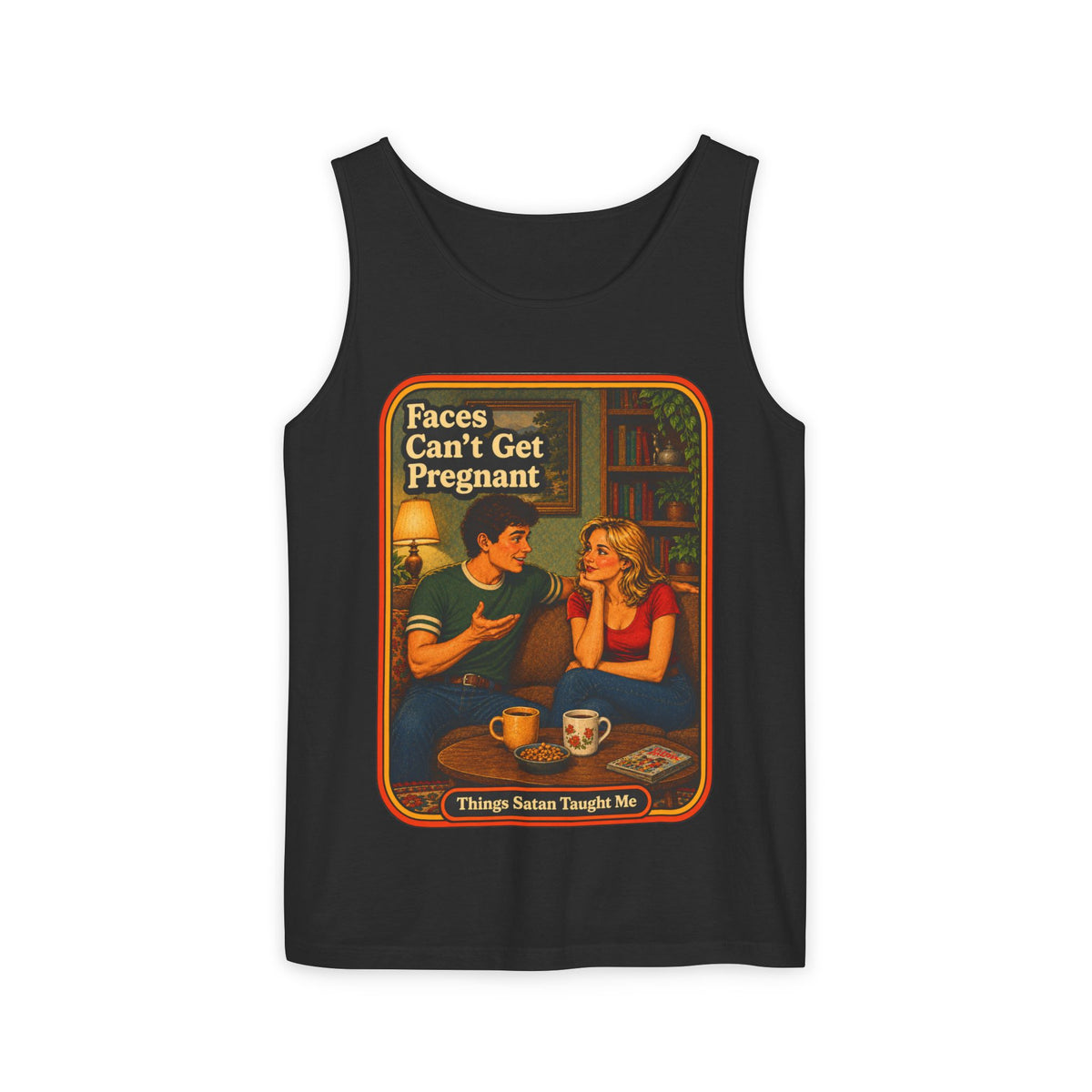 Faces Can't Get Pregnant Wife Beater in Black, front