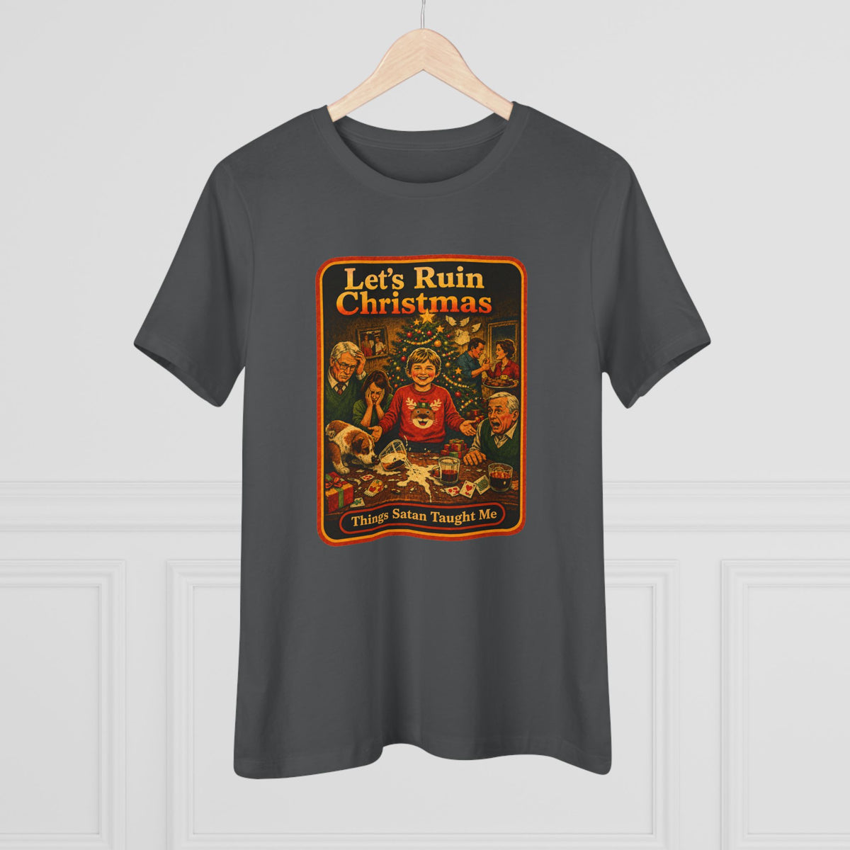 Let's Ruin Christmas Women's Tee in Asphalt, view 4