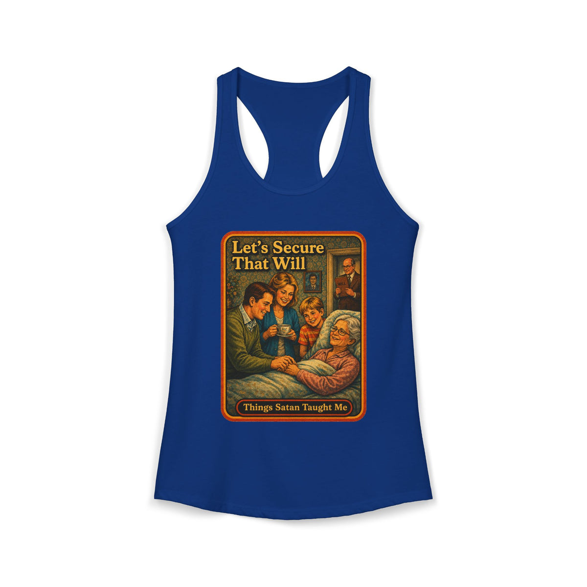 Let's Secure That Will Racerback Tank in Royal, front